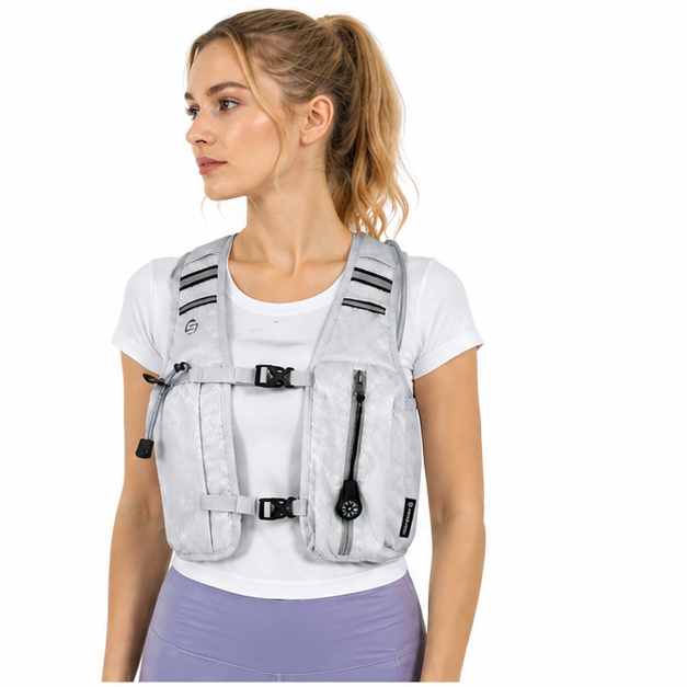 Pearl White 3-Ice-Pack Cooling Hydration Vest Backpack
